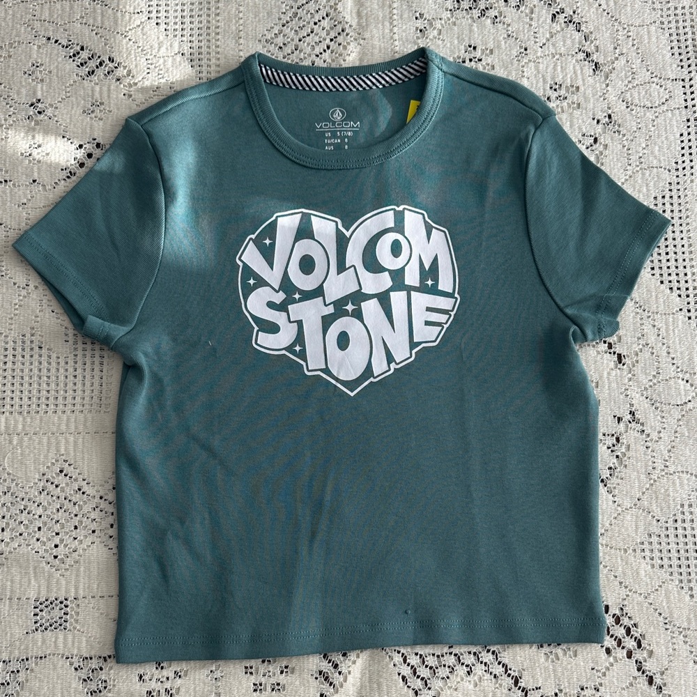 Volcom Teal Graphic Heart Logo Tee NWT